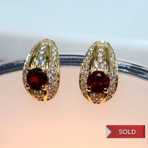 SOLD Burgundy and gold earrings